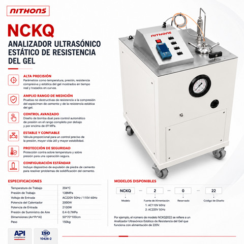Analizador Ultrasónico de Fuerza de Gel Estática (SGS) de Alta Presión y Alta Temperatura NCKQ2022