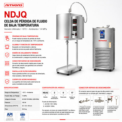 Celda de Baja Temperatura y Baja Presión para Medición de Pérdida de Fluido NDJQ