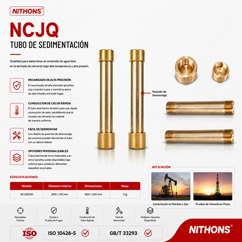 Tubo Multisección de Sedimentación Estática para Pruebas de Variación de Densidad de Cemento Modelo NCJQ3020