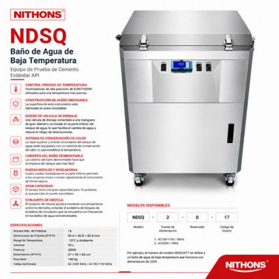Baño de Agua Termostático de Baja Temperatura para Curado de Probetas NDSQ