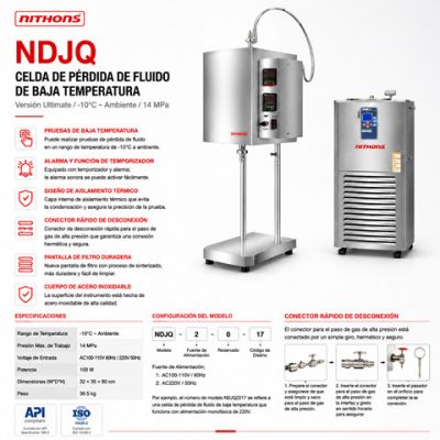 Celda de Baja Temperatura y Baja Presión para Medición de Pérdida de Fluido NDJQ