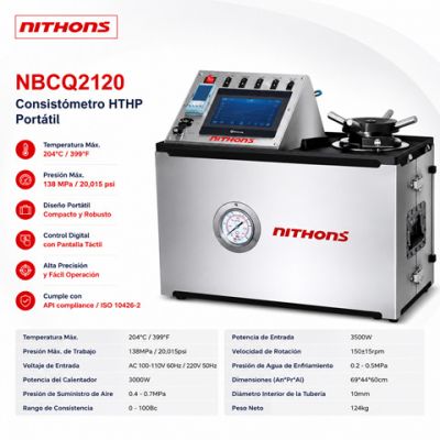 Consistómetro de Alta Presión y Alta Temperatura (HTHP) Portátil de Una Celda NBCQ2120