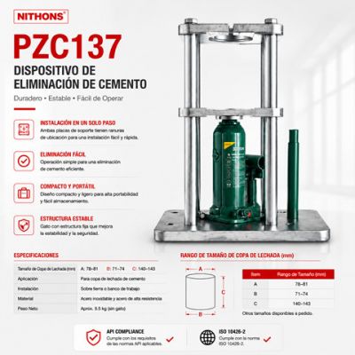 Dispositivo Neumático de Remoción y Extracción de Cemento Fraguado para Vasos de Consistómetro Modelo PZC137