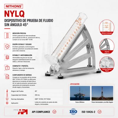 Dispositivo de Medición de Fluido Libre y Estabilidad de Cemento a 45 Grados Modelo NYLQ-3025