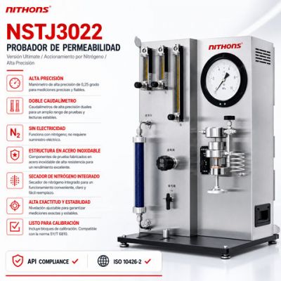 Permeámetro de Gas Automatizado para Piedra de Cemento y Núcleos de Roca NSTJ3022